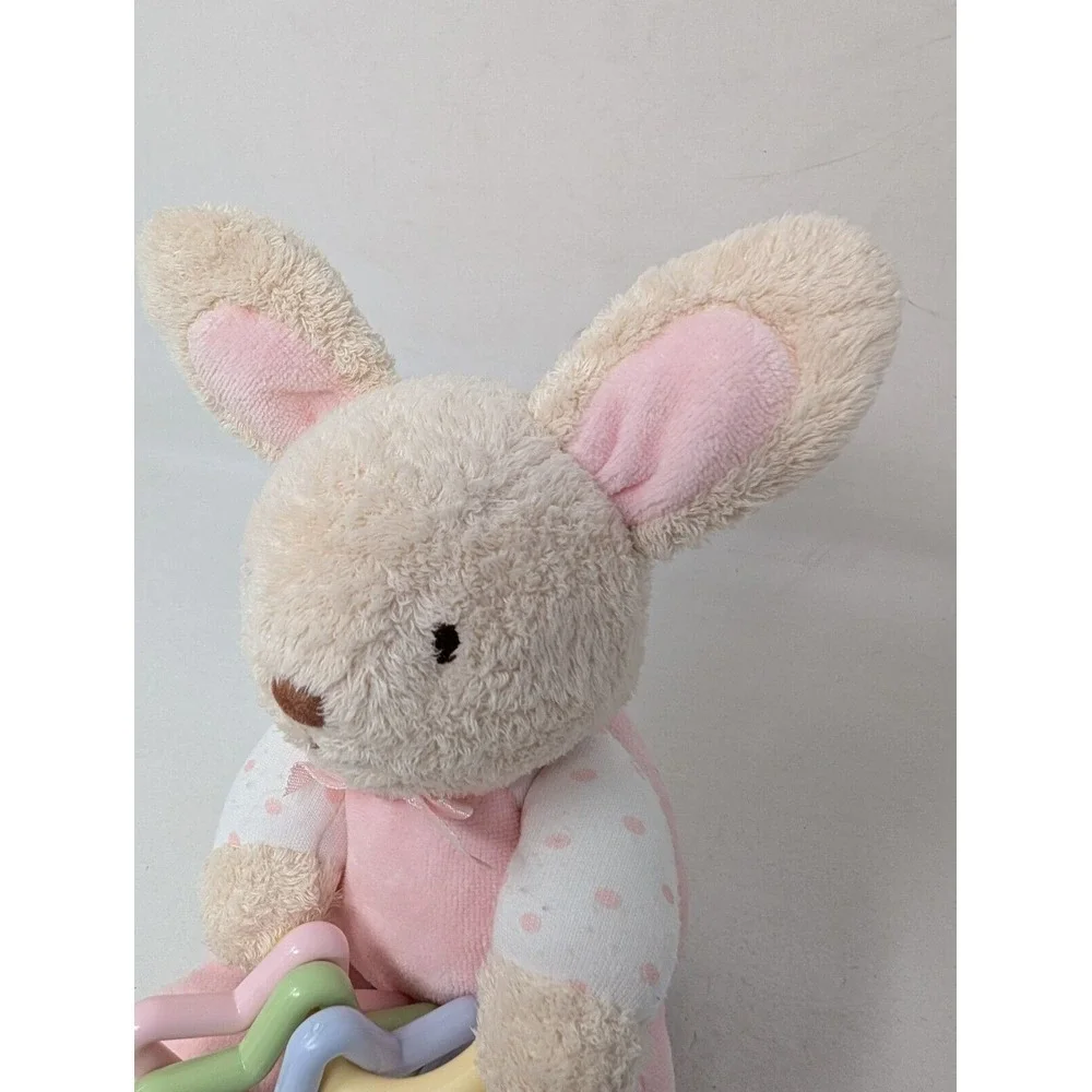 Vintage Carters Prestige White Bunny Rabbit Plush Rattle Stuffed Animal Baby 90s